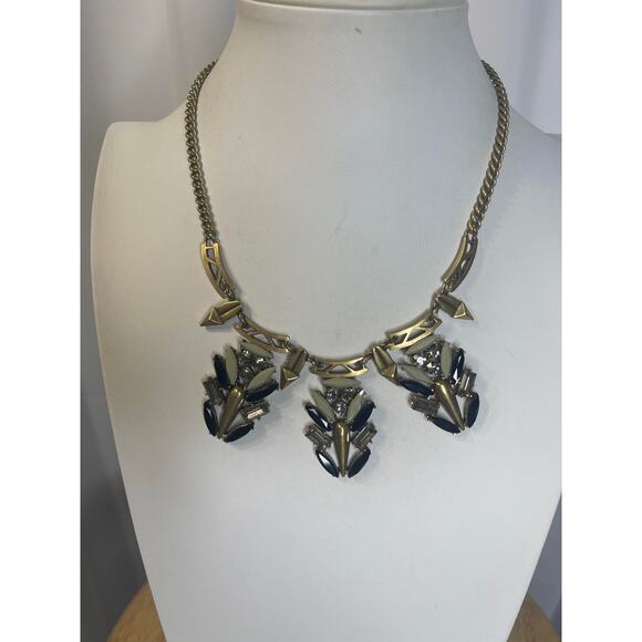 J. Crew J Crew gold tone statement necklace signed costume jewelry faux jewels - Picture 8 of 14